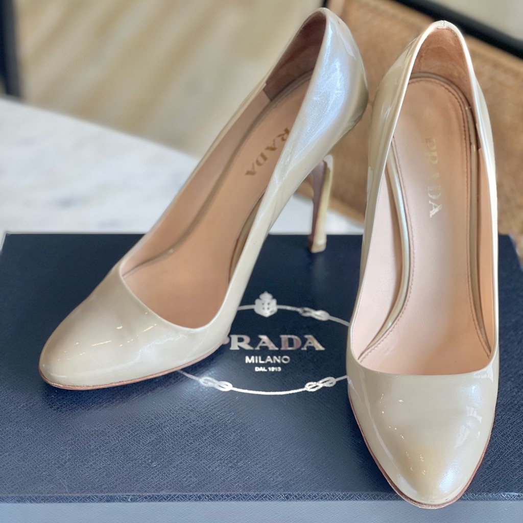 Prada Champagne Patent Ombr Heels